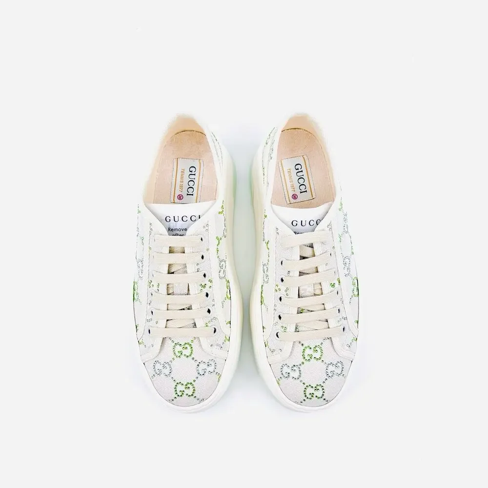 NIB Gucci Tennis 1977 EU 38 US 8 GG Crystal Platform Sneakers Cream White $1,350 - Picture 11 of 12
